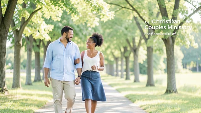 Engaged couple walking together on a sunlit path